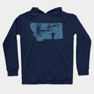 Distressed Big Fly Fishing Montana Navy Hoodie